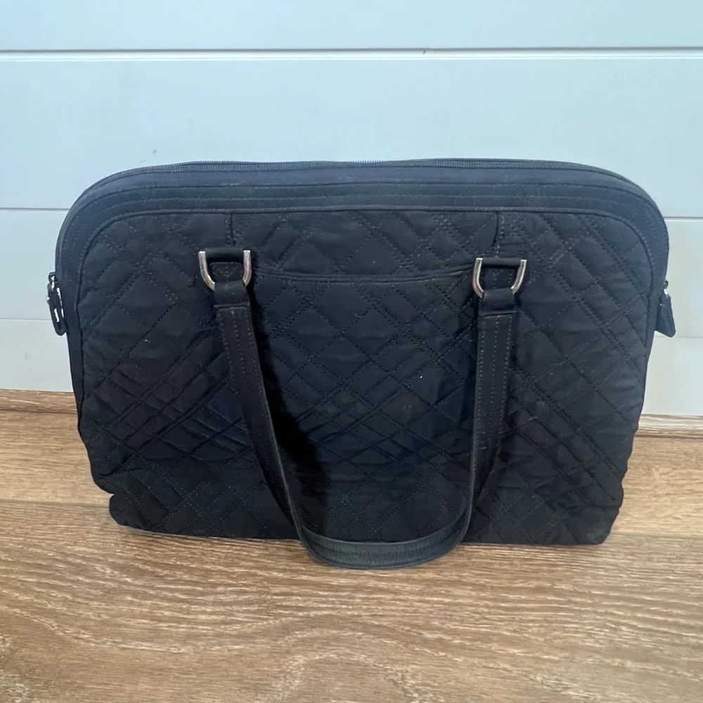 Vera Bradley Black Quilted Commuter Bag, travel laptop bag - Picture 3 of 11